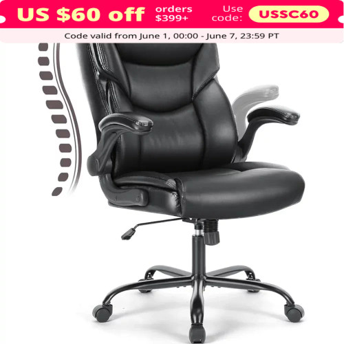 Executive High Back Big and Tall Leather Office Desk Chairs Flip   Lumbar Support, 
