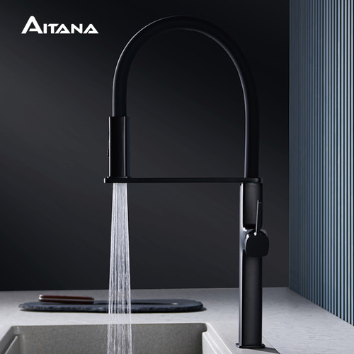 High end black brass kitchen faucet magnetic suction design 2 function 