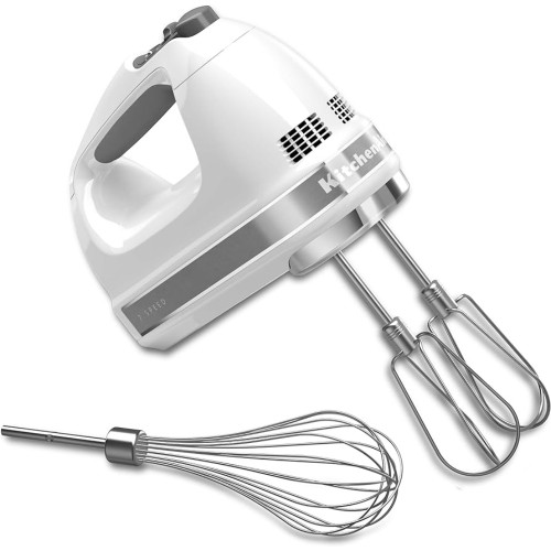 7-Speed Mixer, Household Hand Mixer, whit whisk attachment for light and fluffy mixtures, 220W Kitchen Blenders, White