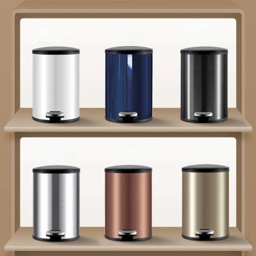 Stainless Steel Trash Can with Foot Pedal,Dust-Proof Waste Bin,Metal Step,Kitchen,Bathroom,Washroom,Office 