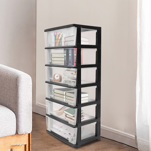 6 Tier Stackable Storage Drawer Rolling Storage Cart Plastic Drawer Organizer File Storage 