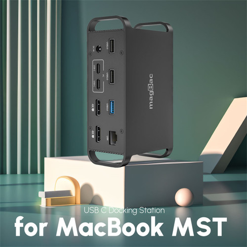 USB C Docking Station Dual HDMI 4K 60HZ for MacBook Pro Air Support Mac OS Laptop MST 100W AC Power 