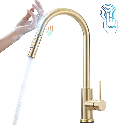 Sensor Kitchen Faucets Brushed Gold Smart Touch Inductive Sensitive Faucet 