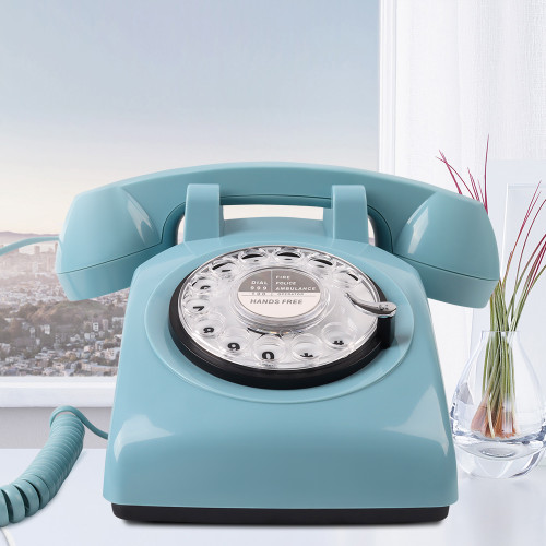 Revolve Dial Vintage Pink Yellow Black Blue Landline Telephone Plastic Home Office 