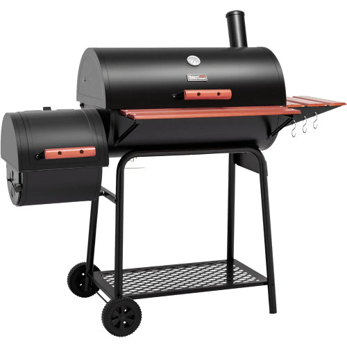 CC1830W 30 Barrel Charcoal Grill with Side Table, 627 Square Inches, Outdoor Backyard, Patio and Parties, Black