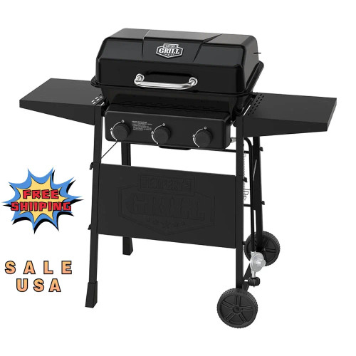 3 Burner Propane Gas Grill 27 450 Square Meters Black Outdoor Grill 47.04 X 22.36 X 41.53 Inches