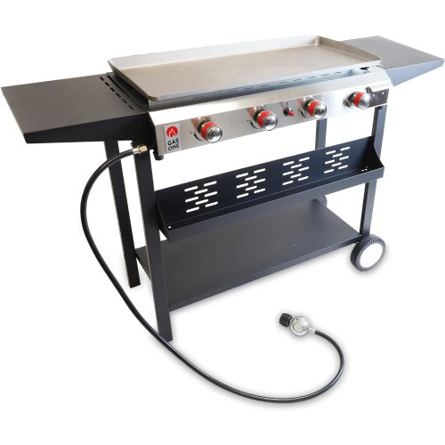 Flat Top Grill with 4 Burners–Premium Propane with Outdoor Grill Cart –Stainless Steel