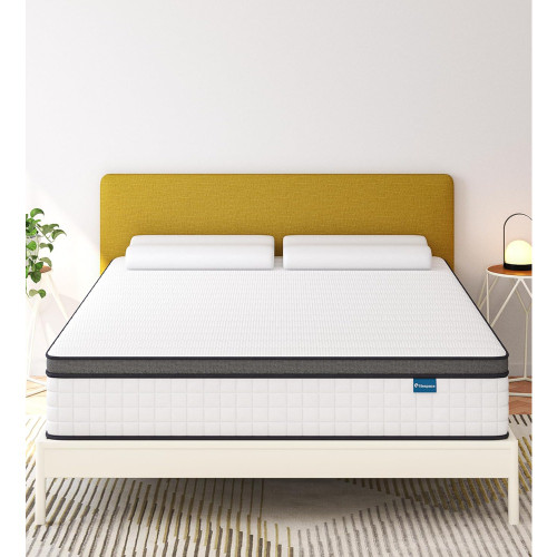 Mattresses, 12 Inch Queen Size Mattress in A Box,Memory Foam Hybrid White Mattress with Provide Support