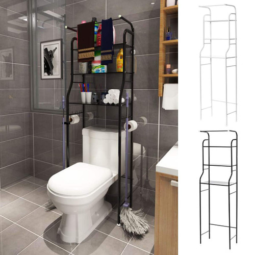  Shelf Bathroom Space Saver Storage Shelf Over Toilet With Roll Holder And Towel HookKitchen Washing Machine Storage Hold