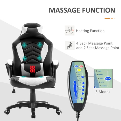 Massage Computer Gaming Chair 5 Modes,and 6 Vibrating Point  Racing Style Heated Desk Chair 