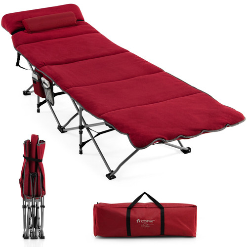 Costway Folding Retractable Travel Camping Cot w/Removable Mattress 
