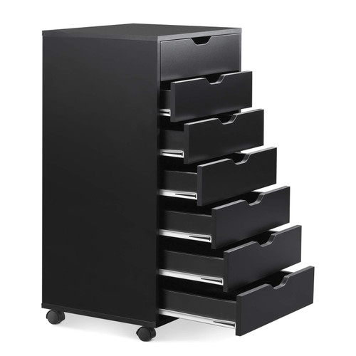 7 Drawer Dresser, Storage Cabinet for Makeup, Tall File Cabinet Chest of Drawers for Closet and Bedroom, Black