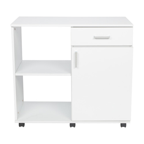 Three Layers Left Frame Right Cabinet MDF And PVC Wooden Filing Cabinet White File Cabinet Storage With 4 Wheels