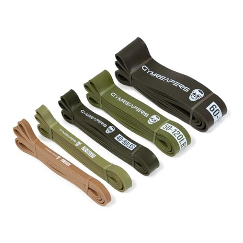 Gymreapers Pull up Resistance Bands for Weight Lifting, Pull Ups - Assistance Bands for Powerlifting, Stretching, WOD, Strength Training - for Men & Women (5 Bands - Military Set)