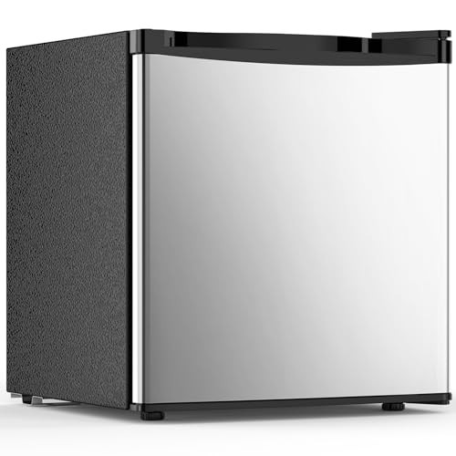 Electactic 1.7 Cu.ft Mini Fridge with Freezer, Compact Refrigerator, Single Reversible Door, Ultra Quiet, Energy Efficient, Silver