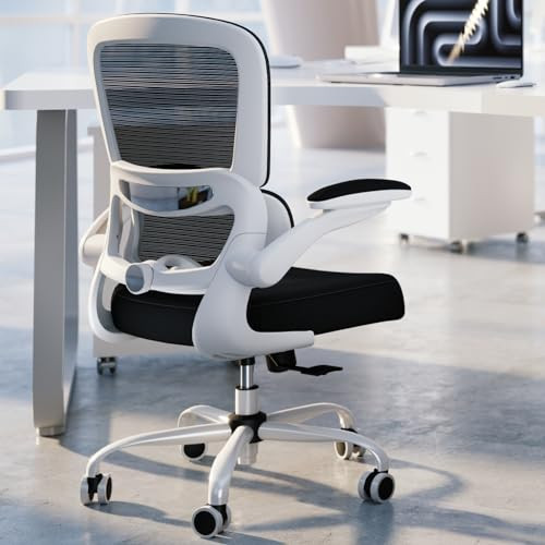 Office Chair - Ergonomic Desk Chair with Adjustable Lumbar Support (White+Black)