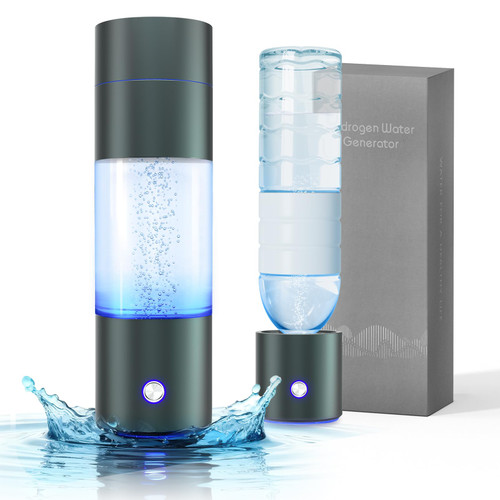 Hydrogen Water Bottle, 2 in 1 Use Hydrogen Water Bottle Generator 4000ppb with SPE/PEM Technology Water Ionizer, Portable Hydrogenated Water Machine Improve Water (Gray)