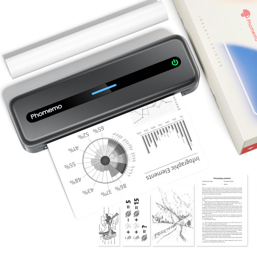 Phomemo Portbale Printers Wireless for Travel, M832 Bluetooth Thermal Printer 8.5'' x 11'', Comaptible with Android & iOS Phone and Laptop, Small Mobile Printer for Office School Home Use