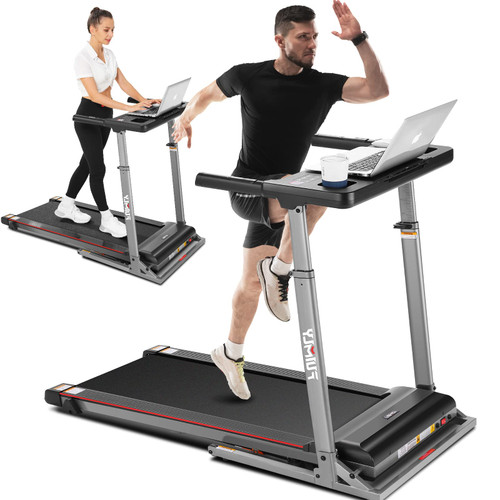Treadmill with Desk Workstation & Adjustable Height, 300 lb Capacity, FUNMILY Walking Pad Treadmills with Desk & Incline, Folding Work Tread Mill for Home Office