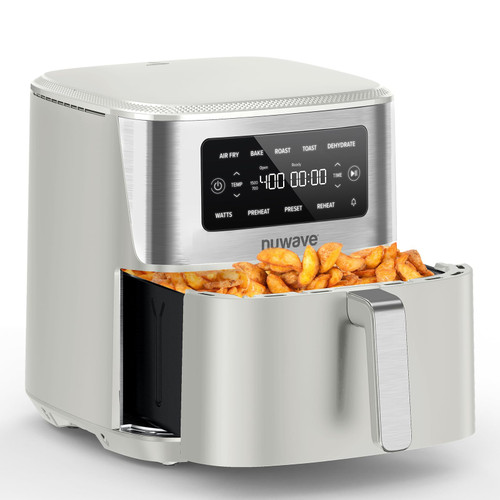 Nuwave Brio Plus 6-in-1 Air Fryer, 7-Qt Large Capacity, 50°F–400°F Precise Temp Control, Non-Toxic PFAS-Free Nonstick, Air Fry, Bake, Roast, Toast, Dehydrate, Reheat, 100 Presets, Dishwasher Safe
