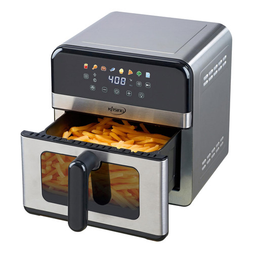 KINSING Air Fryer with Window Visible 8-in-1,Compact & Large 7.5-Qt,Up to 85% Less Oil,Roast, Bake, Dry, Reheat, Frozen, Broil,160-400℉ Even Results With Precise Temperature Control,Whole Metal Cover