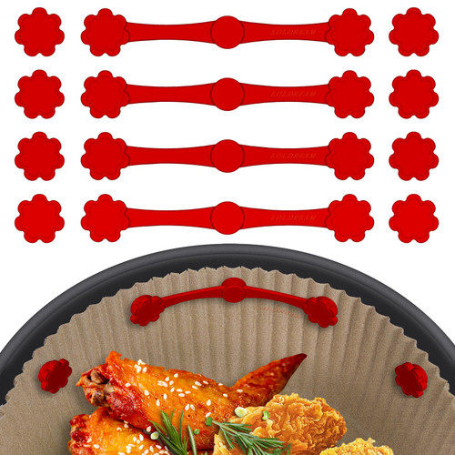 12Pcs Air Fryer Magnets For Parchment Paper,Air Fryer Liner Magnet Silicone Buckle For Holding Down Lock Liners Disposable Safely,Air fryer Accessories Locks Disposable Liners Silicone Magnetic Buckle