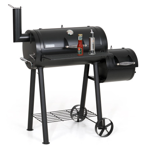 Captiva Designs Charcoal Grill with Offset Smoker, All Metal Steel Made Outdoor Smoker, 512 sq.in Cooking Area, Best Combo for Outdoor Garden Patio and Backyard Cooking