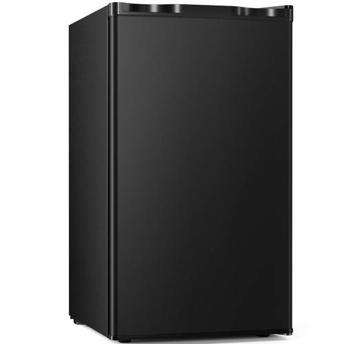 Antarctic Star Mini Compact Refrigerator with Freezer, 3.2 Cu.Ft. Single Door with Adjustable Thermostat,Removable Glass Shelves for Apartment/Dorm/Office,BLACK