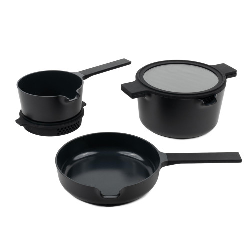 Alva Neat 5-Piece Ceramic Nonstick Stackable Cookware Set – Healthy Nonstick Cooking, Lightweight & Easy to Store – Induction & Oven Safe, Made Without PFAS, PTFE, PFOA