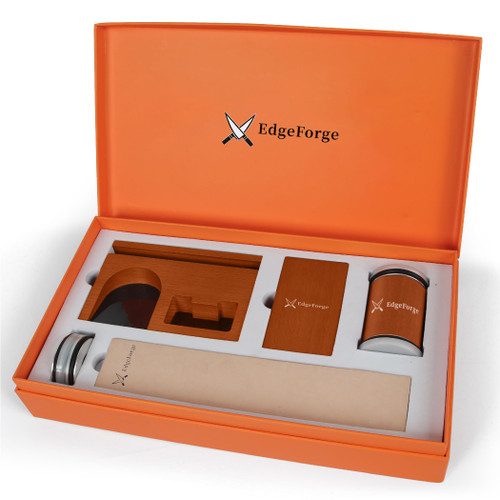 Rolling Knife Sharpener Kit – Diamond & Ceramic Knife Sharpener Set with Magnetic 15° & 20° Angle Guide, 4 Sharpening Discs, Leather Strop & Stand, Manual Kitchen Knife Sharpening Tool Gift Set