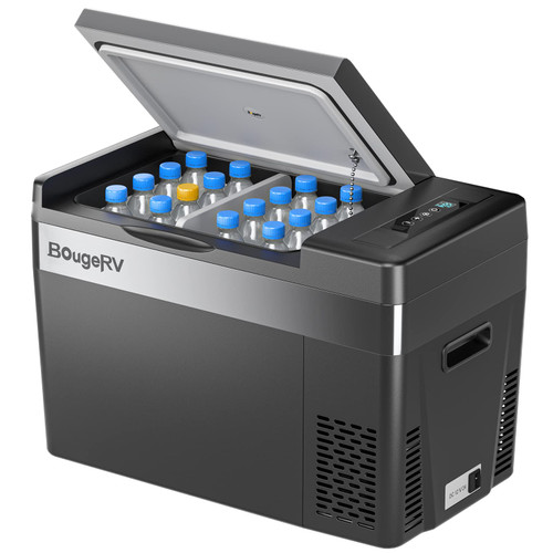 BougeRV 12 Volt Refrigerator 12V Car Fridge 30 Quart Portable Freezer Compressor Cooler Compressor Freezer, 12/24V DC 110~240V AC, -8℉~50℉ for Truck RV SUV (Black)