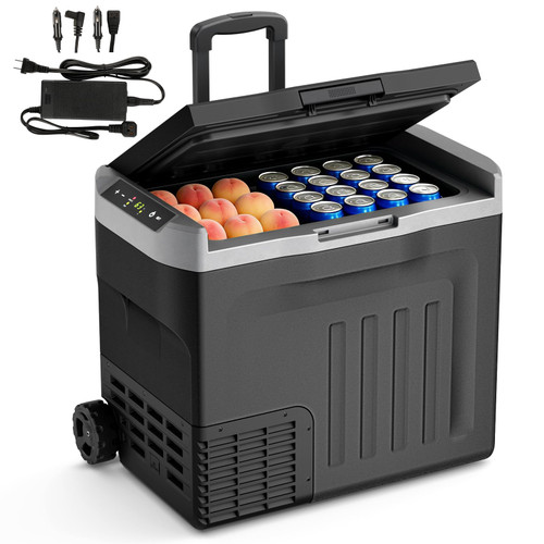 Antarctic Star 12 Volt Refrigerator,43QT(40L)Electric Cooler Compressor, Portable Refrigerator -4℉~68℉,Car Fridge 12/24V DC 100-240V AC,Portable Freezer with Wheels&2 Baskets for Camping,Travel,BLACK
