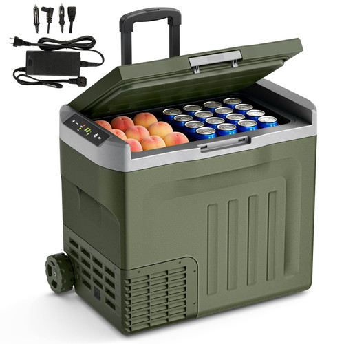 Antarctic Star 12 Volt Refrigerator,43QT(40L)Electric Cooler Compressor, Portable Refrigerator -4℉~68℉,Car Fridge 12/24V DC 100-240V AC,Portable Freezer with Wheels&2 Baskets for Camping,Travel,GREEN