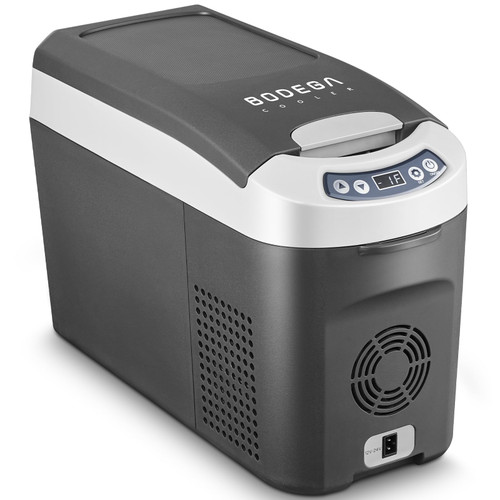 BODEGACOOLER 12 Volt Car Refrigerator, 16 Quart Small Car Fridge, Portable Freezer(-4℉~68℉), Car Cooler with 12/24V DC for Outdoor, Vehicles, Camping, Travel