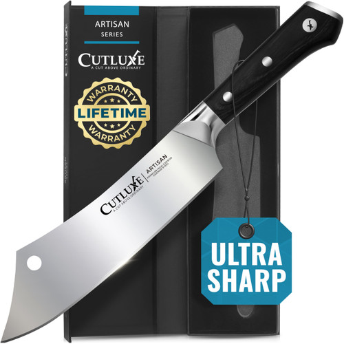 Cutluxe Cleaver Chef Knife – 8" Meat Cleaver Butcher Knife – German Steel Blade, Full Tang, Ergonomic Handle Design – Artisan Series