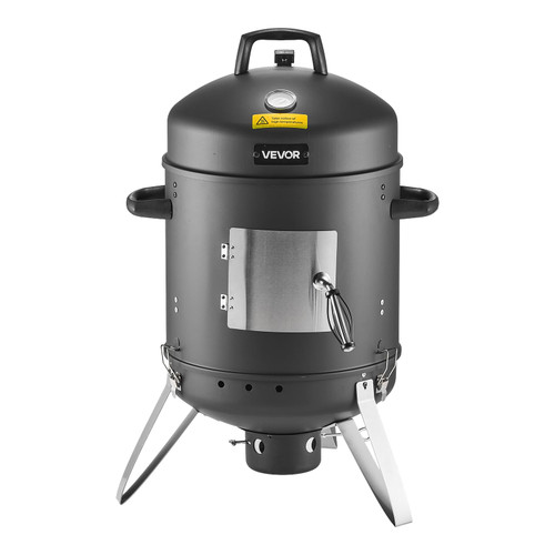 VEVOR Charcoal Smoker, 16" Vertical Charcoal BBQ Grill, Coated Steel Barbecue Smoker with 2 Grilling Grates, Thermometer, Air Vents & Removable Ash Tray, Ideal for Backyard Patio Parties Cooking