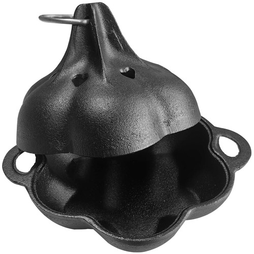 BCYUOPT Pre-Seasoned Cast Iron Smoker & Garlic Roaster, Heavy Duty with Lid & Smoker Box for Wood Chips, Outdoor Smokers Cooker