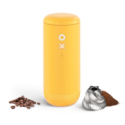 Nuttii Burr Coffee Grinder – Electric, Portable, Small, Quiet Conical Burr Coffee Bean Mill, 20 Adjustable Settings for Espresso, Pour-Over, French, Press Moka for Home Travel Use (Sunshine Yellow)