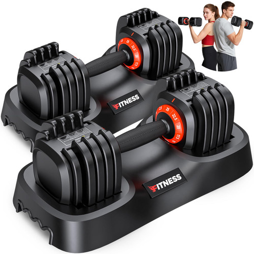 XDDIAS Adjustable Dumbbell Set of 2, 25/55/80LB Dumbbell Set-Fast Adjust Weights Set, 5/10/16 in 1 Free Weights Dumbbells Set with Anti-Slip Metal Handle, Compact Size for Men/Women Home Gym Equipment (25LBS-Pair-10 Gears)