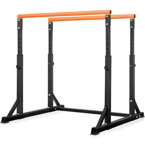 Bongkim Dip Bar, Heavy Duty Dip Station with 7 Height Levels, 800lbs Adjustable Parallel Bars for Tricep Dips Pull-Ups L-Sits Calisthenics Exercises Strength Training for Home Gym Outdoor (Orange)
