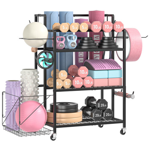 Glocryp Dumbbell Rack, Utility Weight Storage Racks, Home Gym Storage for Dumbbell Set，Kettlebells，Yoga Mat and Workout Equipment