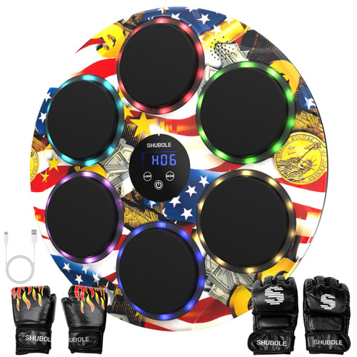 SHUBOLE Music Boxing Machine with Boxing Gloves - Wall Mounted Punching Machine for Adults & Kids, 9-Speed Punch Game, Wall Boxing Punching Pad, Upgrade Gifts for Boys Age 6+ (US)
