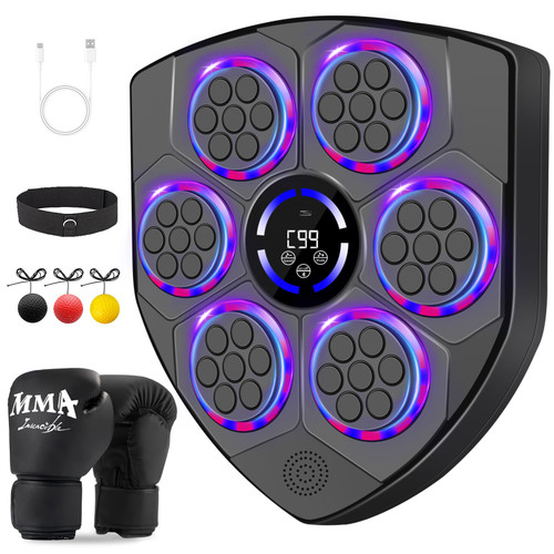 YORWHIN Smart Music Boxing Machine for Adults and Kids, Bluetooth Boxing Equipment with Boxing Gloves, Wall Mounted Electronic Punching Machine for Home Gym Workout Indoor