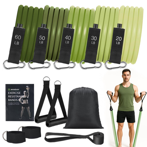 Exercise Resistance Bands with Handles for Working Out 200 lbs Workout Bands Set with Door Anchor for Physical Therapy, Yoga, Pilates, Green