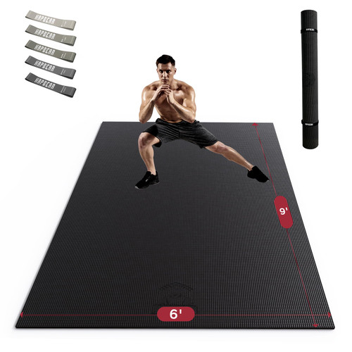 HAPBEAR Extra Large Exercise Mat-6'x9'x8mm(1/3 inch), Non-Slip, Ultra Durable, Thick Workout Mats for Home Gym Flooring Cardio, Yoga Mats for Fitness, High-Density Exercise Mat, Shoes-Friendly