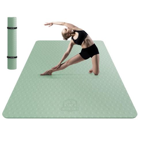 HAPBEAR Extra Large Yoga Mat - 72"x48"x8mm (1/3 inch), Non-Slip, Durable, Eco-Friendly, Thick Wide Exercise Mat for Home Workouts, Yoga, Pilates, Stretching, Meditation (Barefoot Exercise)