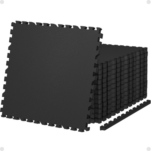 AIRHOP 0.79in Thick 48 Sq Ft Exercise Equipment Mats, 12 Tiles Upgraded Rubber Top with High Density EVA Foam, Large Interlocking Puzzle Gym Flooring for Home Gym, Heavy Weight Workout,Black