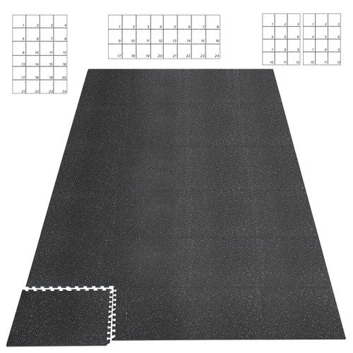 HAPBEAR 0.56'' Thick 24 Pcs 96 Sq Ft Exercise Equipment Mats - High-Density Rubber Top EVA Foam Interlocking Mats, 24x24in Tiles, Heavy-Duty Treadmill Mat for Hardwood Floors, Home Gym Mat