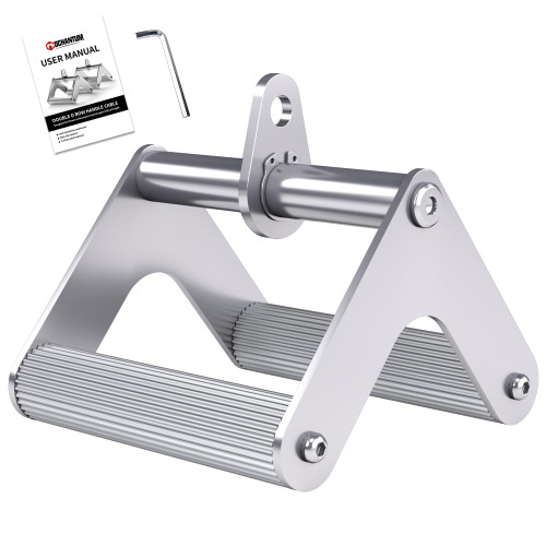 Mochantum Double D Row Handle Cable Attachment, Stainless Steel V Bar with Non-Slip Aluminum Grip for Home Gym Cable Machine, LAT Pulldown & Back Training
