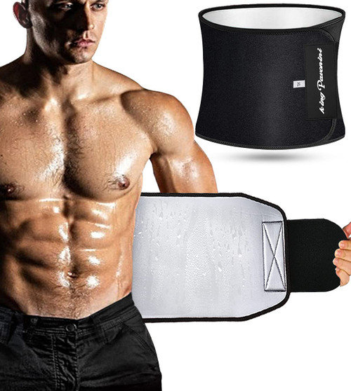 KingPavonini Waist Trainer Stomach Wraps Sweat Belt Waist Trimmer for Men Women Black